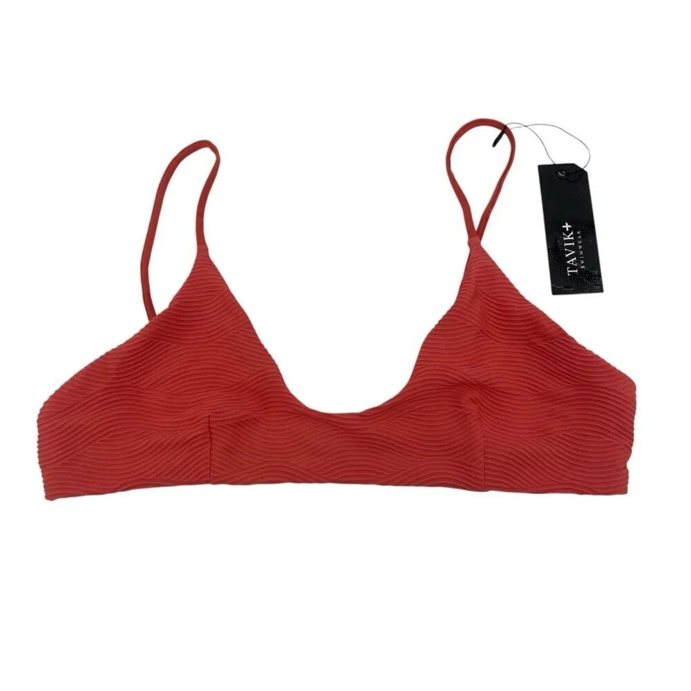 Tavik Size M Nahla Bralette Textured Camillia Solid Bikini Top Swimwear NWT